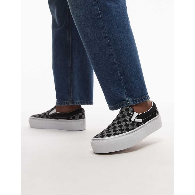 Vans classic platform slip on trainers in black and white
