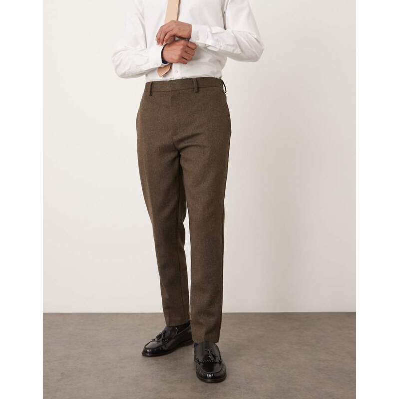 ASOS DESIGN tailored tapered trouser with half elastic waistband