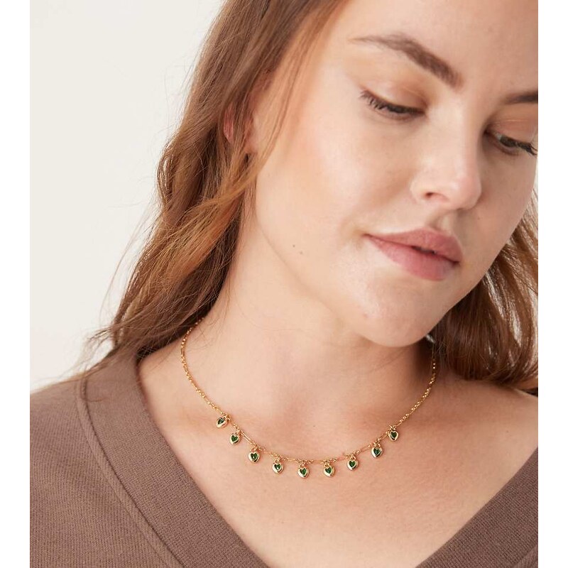 ASOS Curve ASOS DESIGN Curve necklace with heart charm detail in gold 110918707