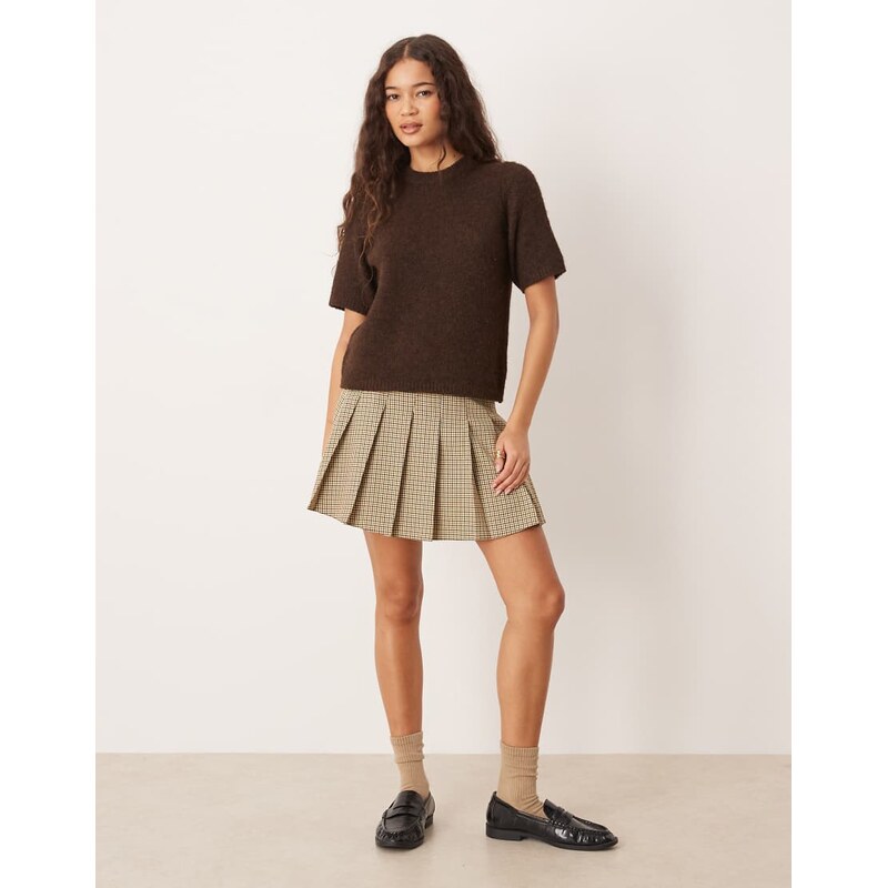 ASOS DESIGN pleated mini skirt in check-Multi