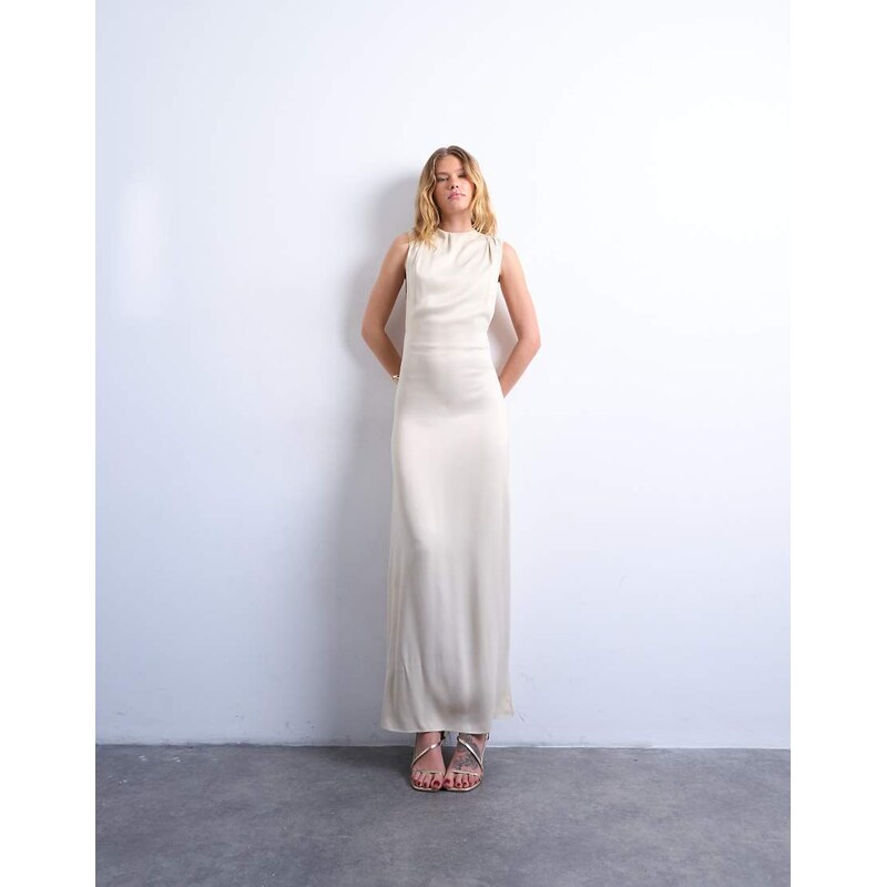 Topshop low armhole maxi occasion dress in oyster-Navy 113430237