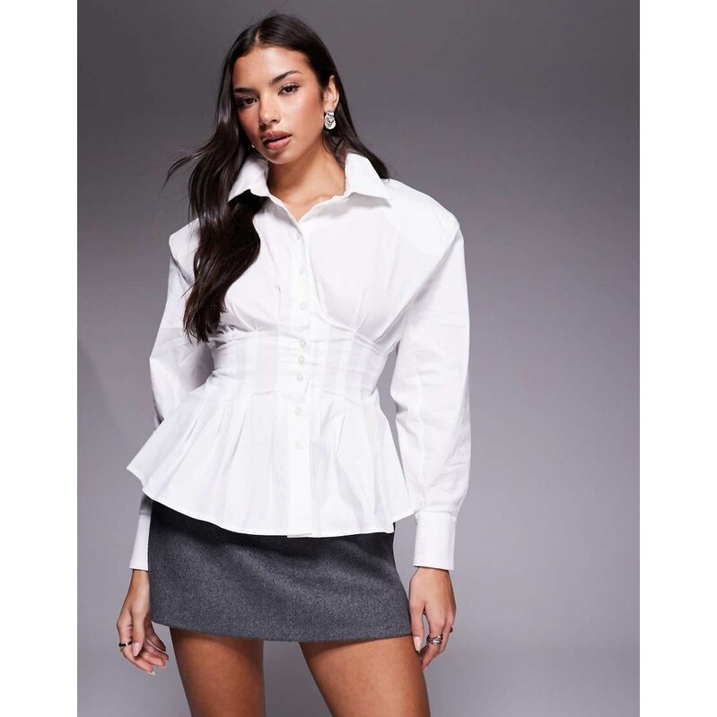 Wanderdoll Andy shoulder pad cinched waist button through shirt