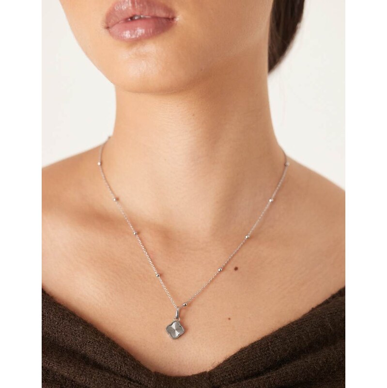 Abbott Lyon textured clover necklace in stainless steel- silver 110918767
