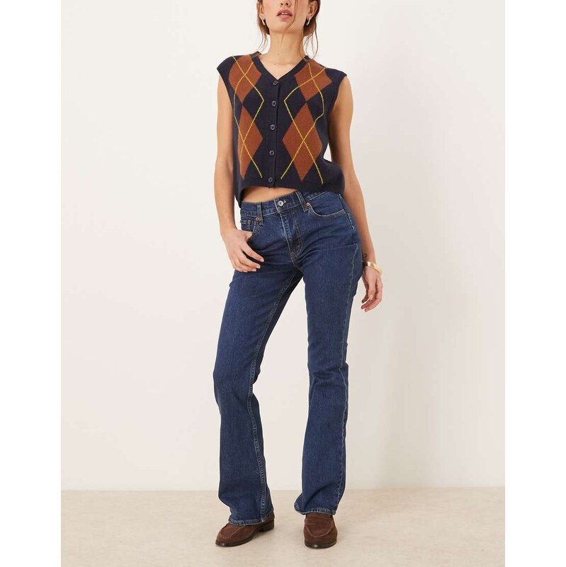 Abercrombie & Fitch mid rise bootcut jeans in indigo-Navy