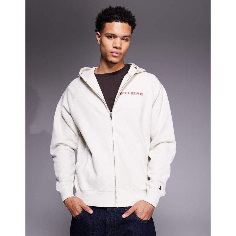 ICECREAM waitress zip through hoodie in off white