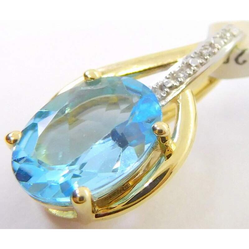 Klenoty Budín Dámský zlatý diamantový přívěsek s diamanty a blue