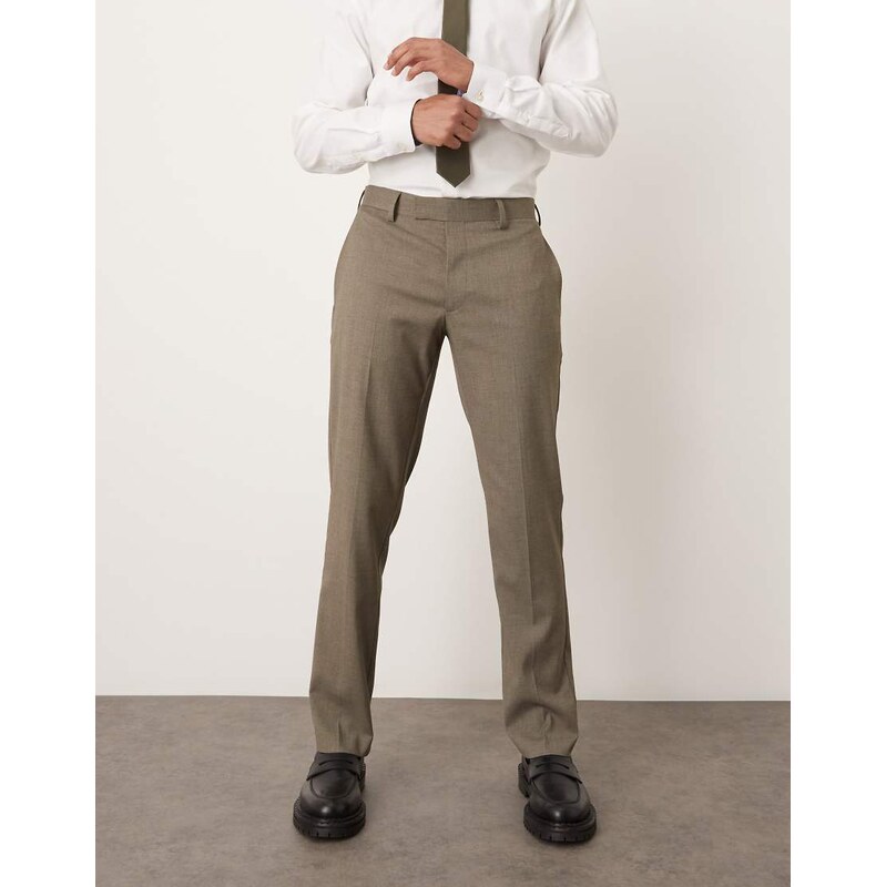 ASOS DESIGN smart slim trousers in grey melange