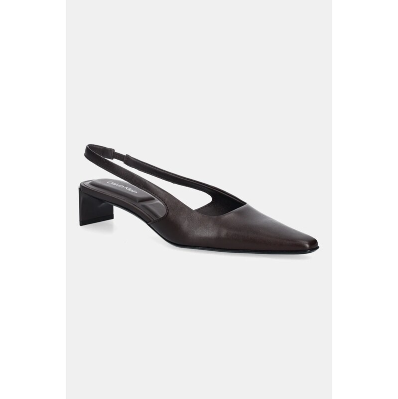 Kožené lodičky Calvin Klein SET BACK HEEL PUMP SLINGBACK LTH 110919345