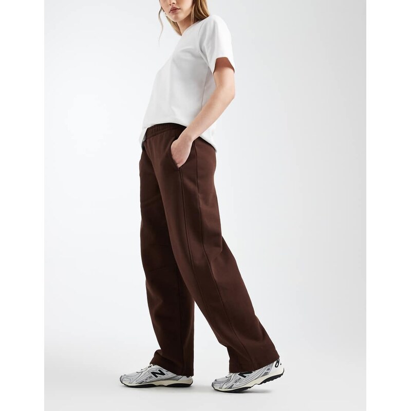 ASOS DESIGN premium 500gsm seamed barrel leg jogger in chocolate-Brown