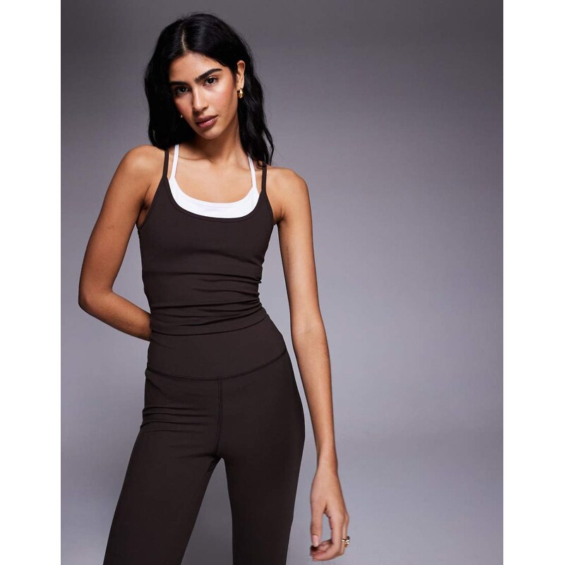 4505 soft touch double layer strappy tank with removable padding in 110922908