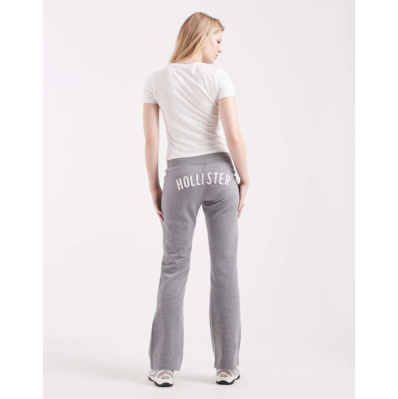 Hollister low rise bootcut back logo joggers in grey