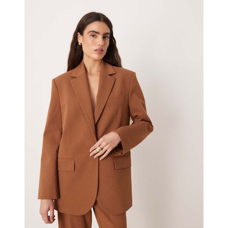 Mango Milano tailored blazer co-ord in caramel-Neutral