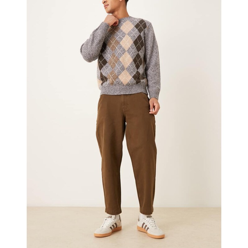 ASOS DESIGN relaxed tapered fit jeans in brown wash