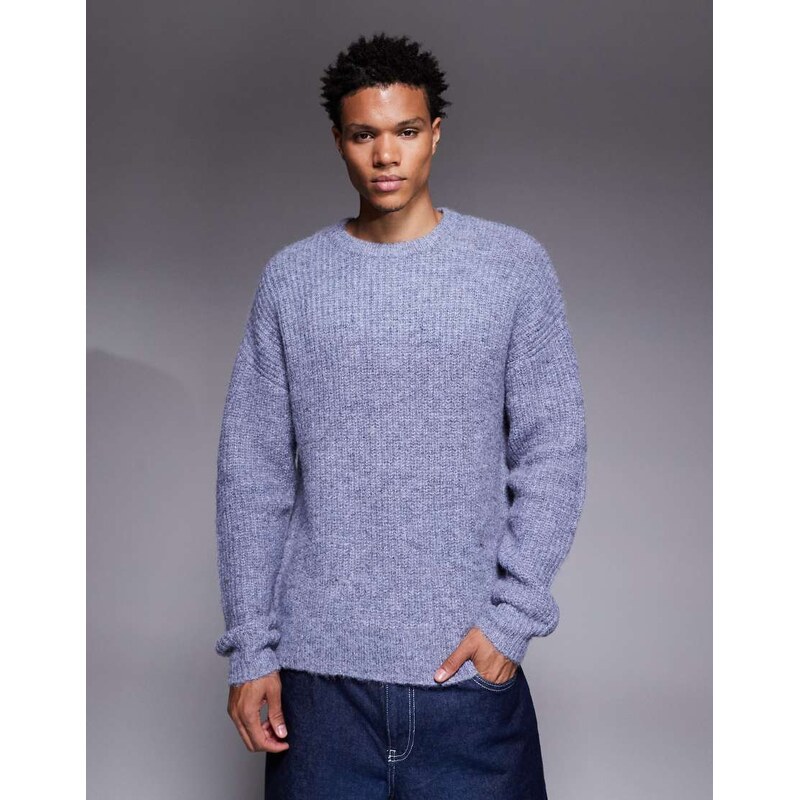 ASOS DESIGN relaxed knitted crew neck jumper in blue