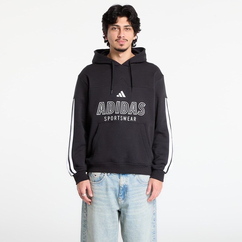 adidas Performance Mikina adidas House Of Tiro Fleece Hoodie Black/ White XXL