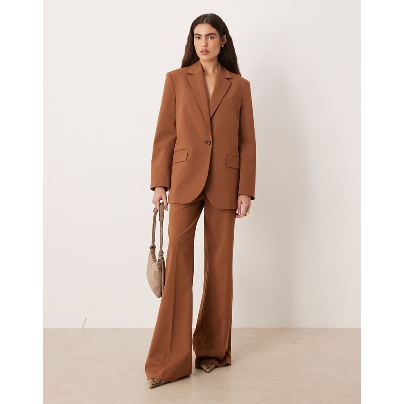 Mango Milano tailored high waist trouser co-ord in caramel-Neutral 115685895