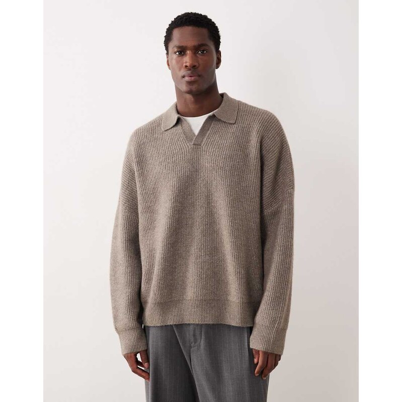ASOS DESIGN super oversized boxy fit knitted fisherman rib notch