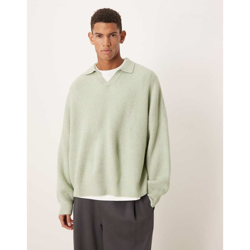 ASOS DESIGN super oversized boxy fit knitted fisherman rib notch