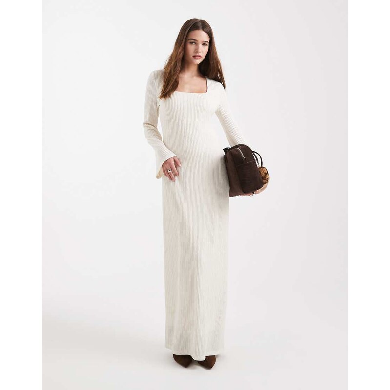 4th & Reckless ribbed jersey square neck fluted sleeve maxi dress in 113263389