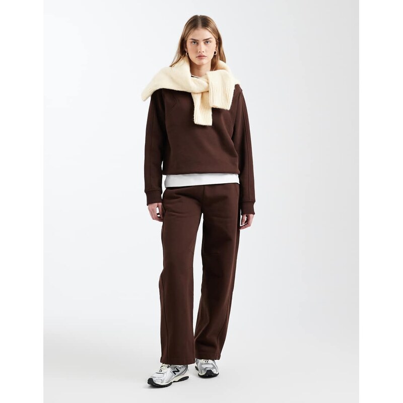 ASOS DESIGN premium 500gsm seamed barrel leg jogger in chocolate-Brown