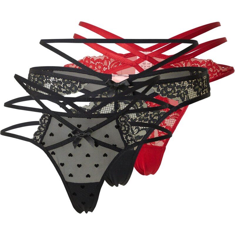 Hunkemöller Tanga červená / černá