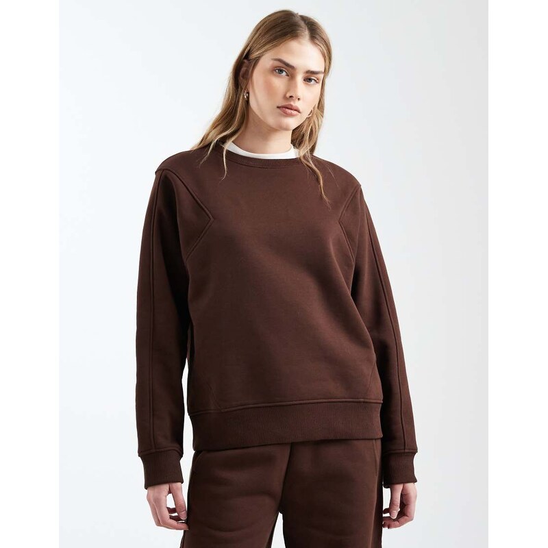 ASOS DESIGN premium 500gsm seamed sweatshirt in chocolate-Brown 109585847