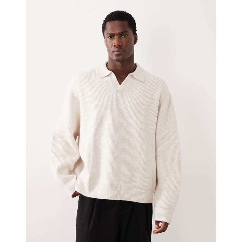 ASOS DESIGN super oversized boxy fit knitted fisherman rib notch