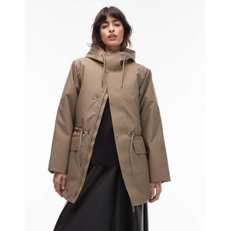 Rains 21500 Nome waterproof parka jacket with drawstring detail in 111059905