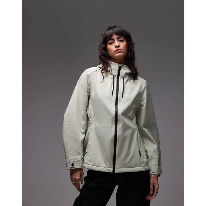 Rains 12570 Suva waterproof hooded shell jacket in light green