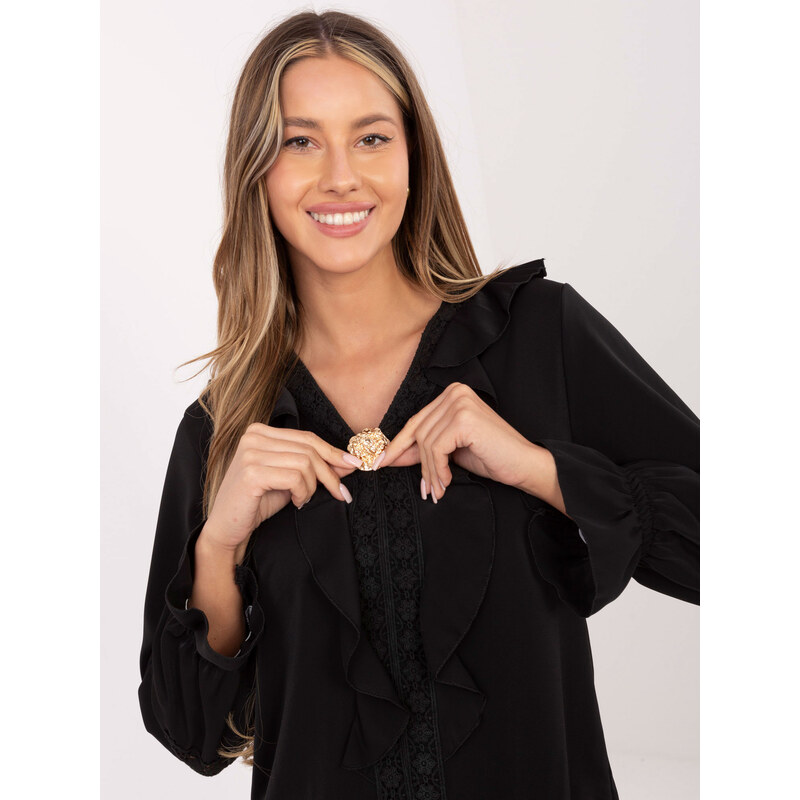 MODA ITALY Černá halenka s volány
