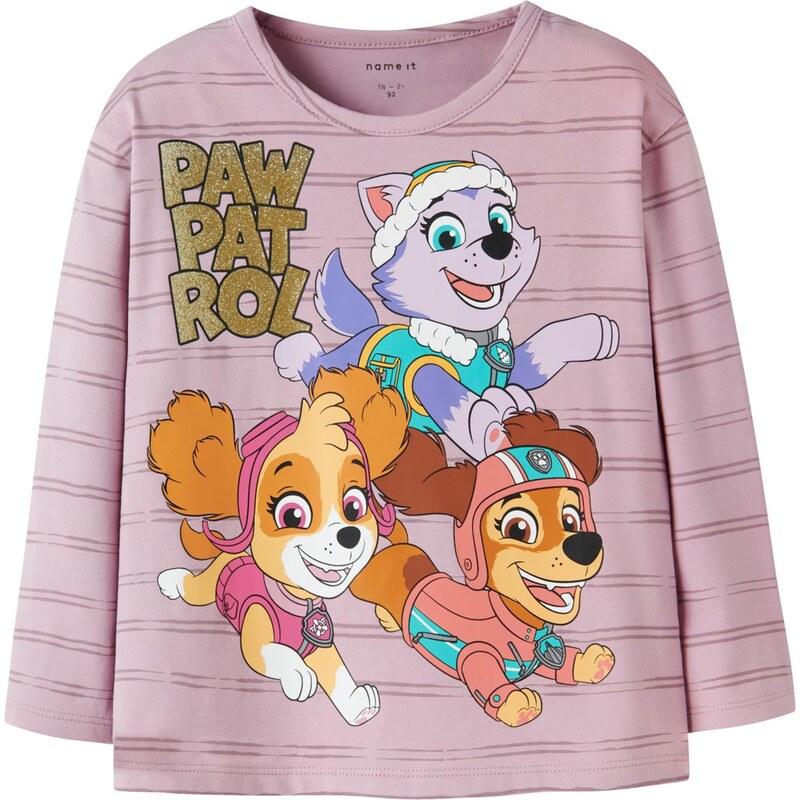 NAME IT Tričko NMFJannet Paw zlatá / oranžová / růže / bílá