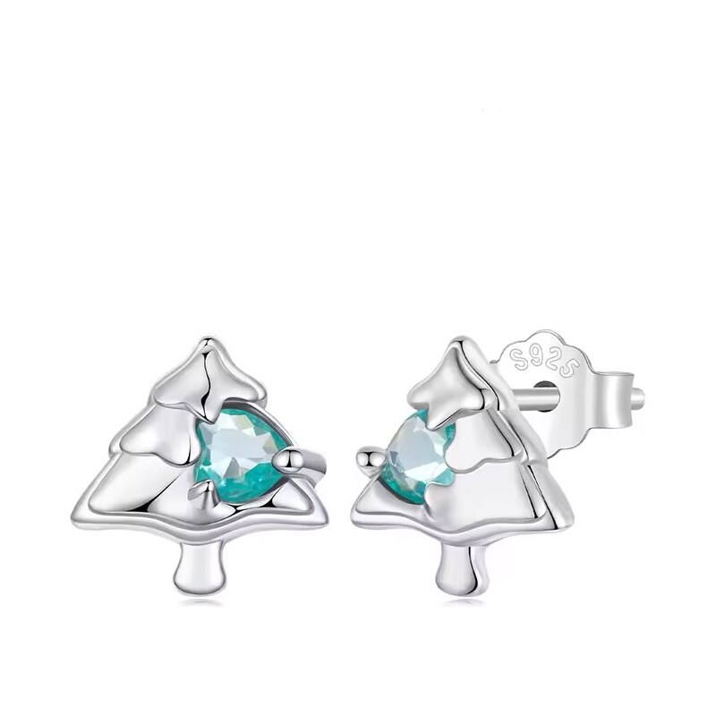 GRACE Silver Jewellery Stříbrné náušnice Vánoční stromeček –