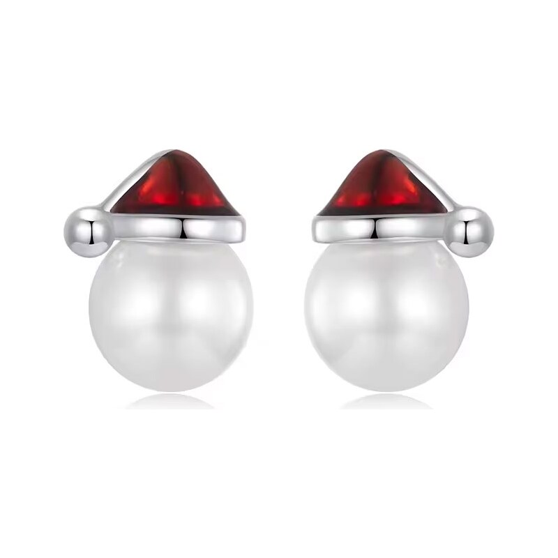 GRACE Silver Jewellery Stříbrné vánoční náušnice s čepičkou Santa 110956308