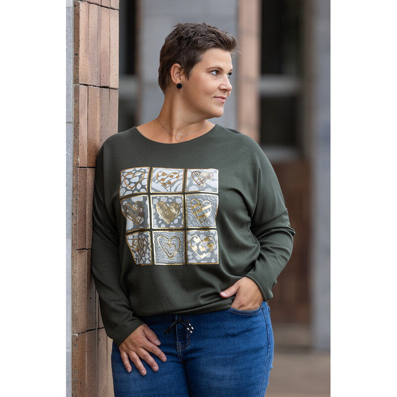 Italy fashion Mikina od SRDCE Barva: Khaki, Velikost: UNI: L-2XL