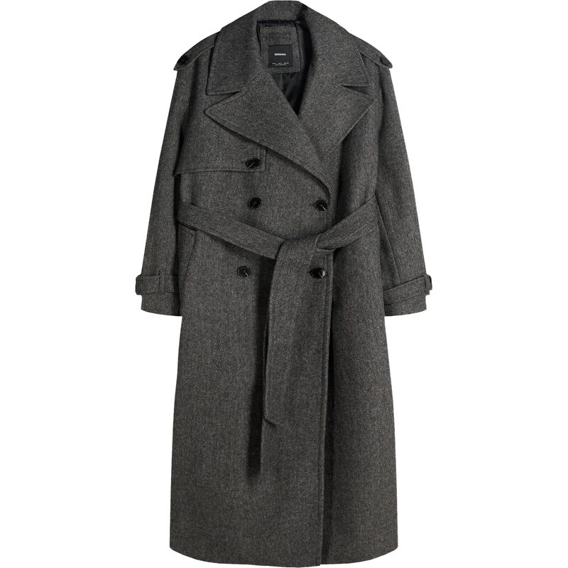 Bershka Přechodný kabát antracitová