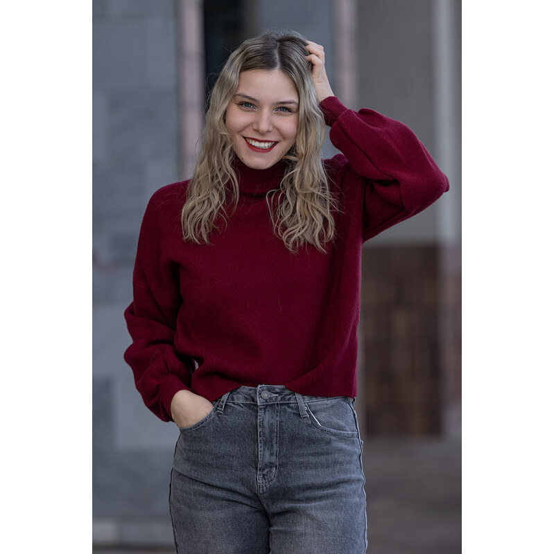 Z STUDIO Krátký svetr BEST [ZS5179] Barva: Vínová, Velikost: UNI: S-XL 111323774