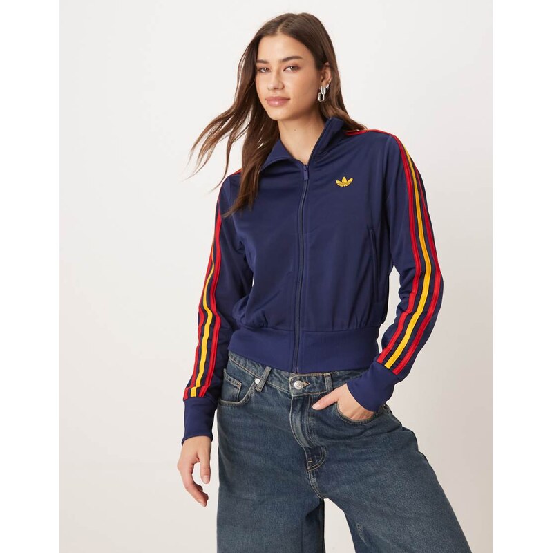 adidas Originals Firebird classic track top in dark blue and red