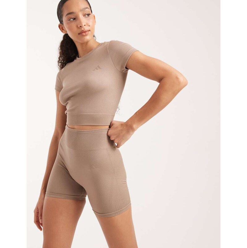 adidas performance Essentials knit shorts in brown