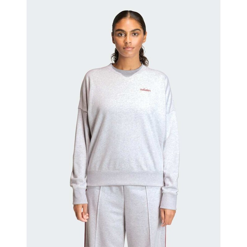 adidas performance sweatshirt with embroidered graphic in light grey 115499325