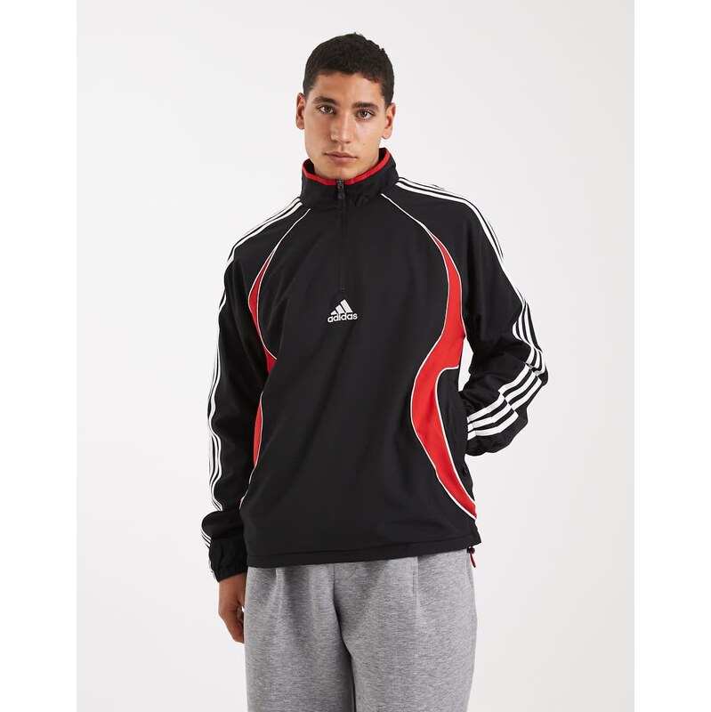 adidas Originals Teamgeist half zip sweatshirt in black and red