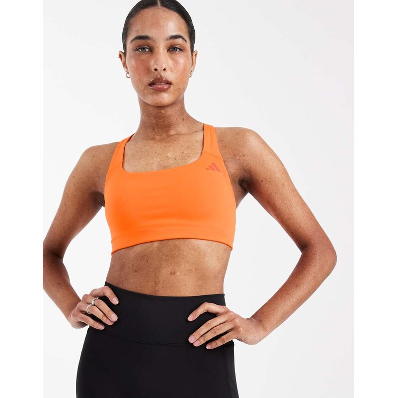 adidas performance Optime workout medium support bra in orange 115723230