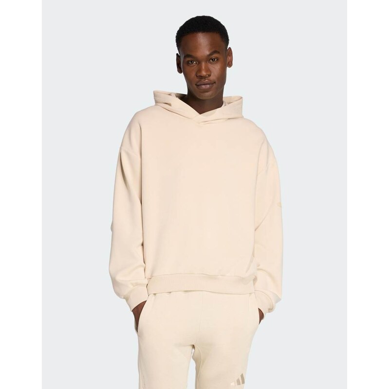 adidas performance Soft lux hoodie in beige-Neutral