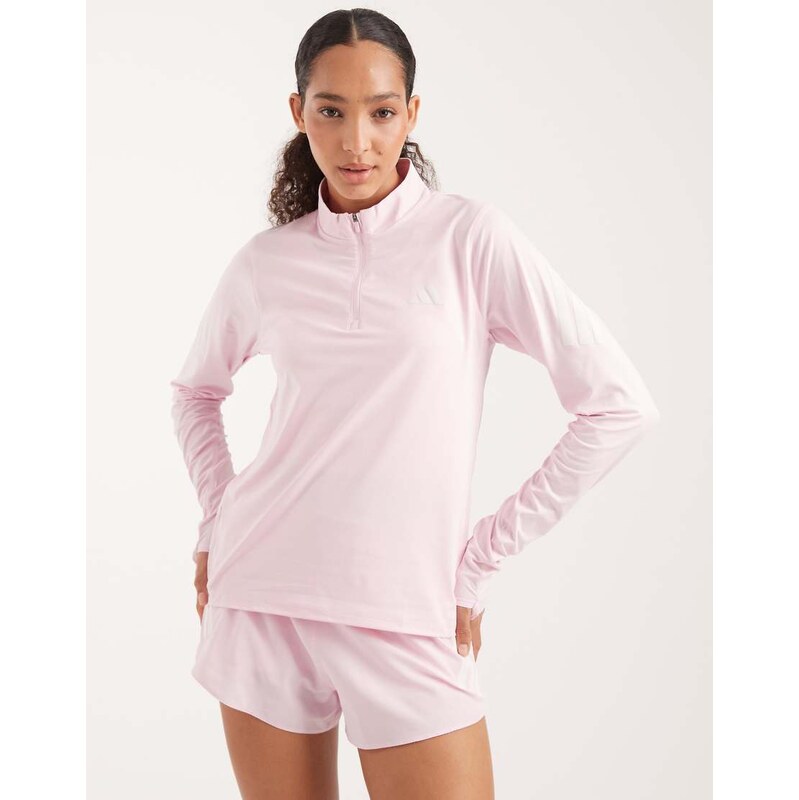 adidas performance Adi365 running 1/4 zip sweatshirt in pink 115499331