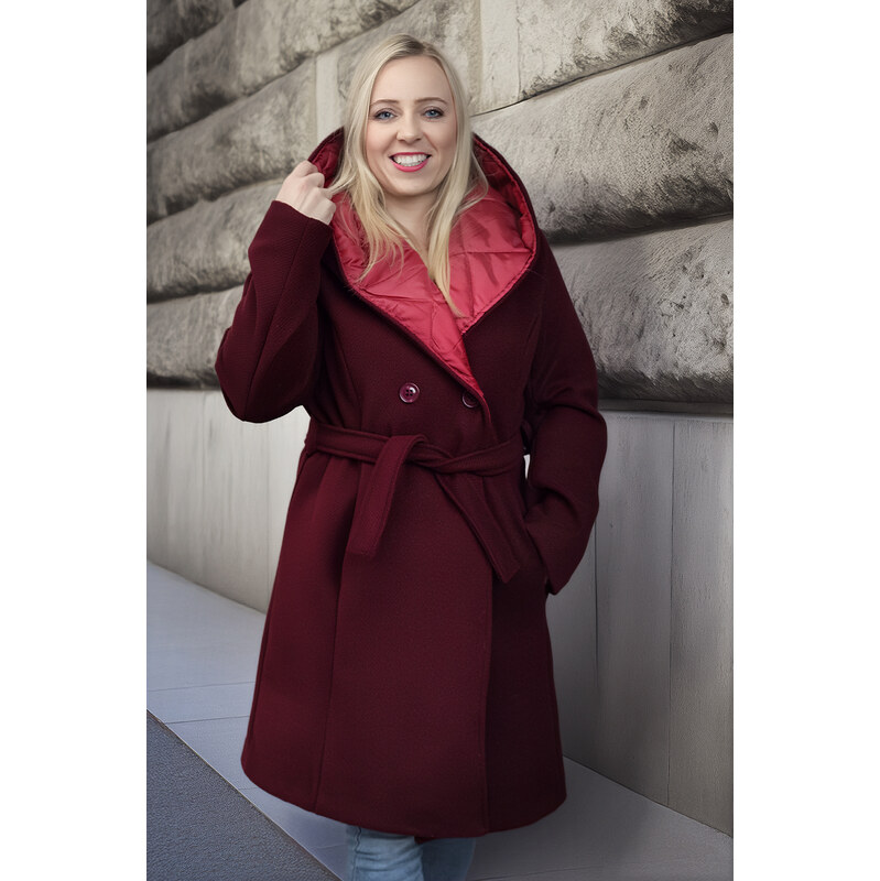 Italy fashion Zimní kabát STUARD [1037] Barva: Vínová, Velikost: UNI: 110971730