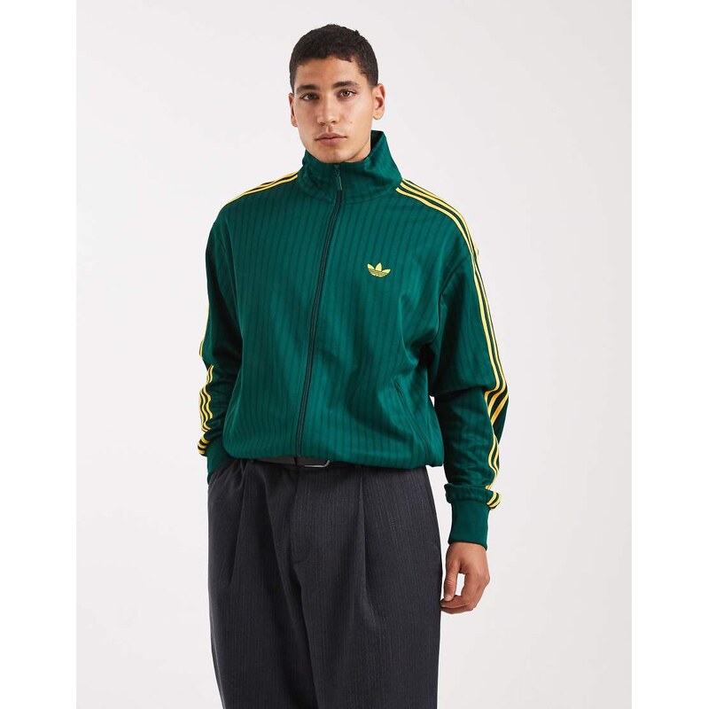 adidas Originals Firebird loose pinstripes track top in green