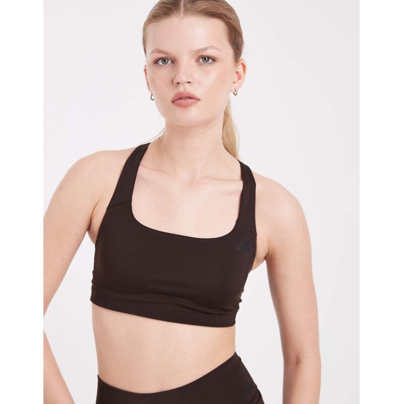 adidas performance Optime medium support sports bra in brown