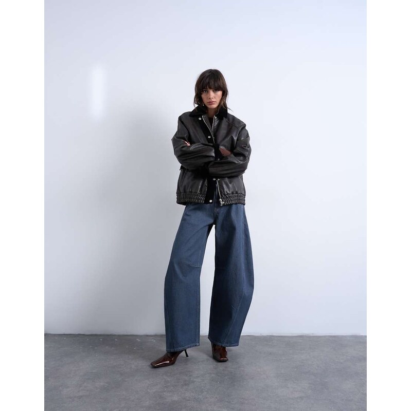 Topshop horseshoe high rise barrel jean in elephant grey