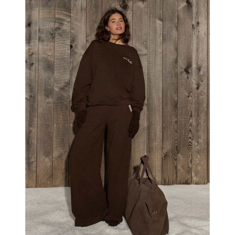 4th & Reckless cotton rich tie waist wide leg jogger co-ord in 111170927