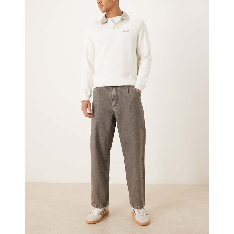 ASOS DESIGN relaxed tapered jeans in washed grey