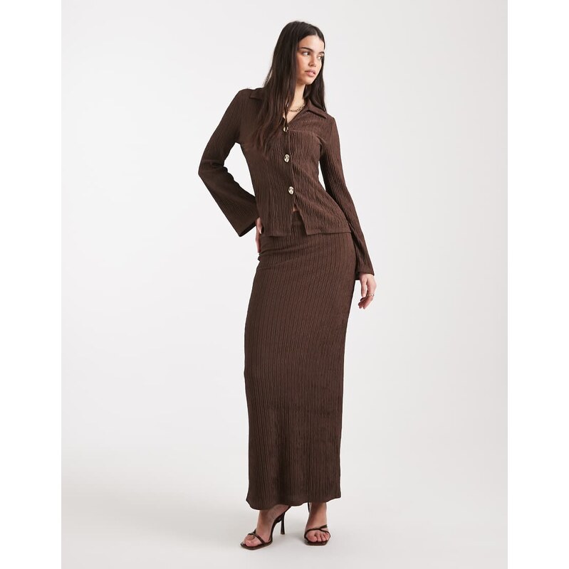 4th & Reckless textured rib high waisted maxi skirt co-ord in